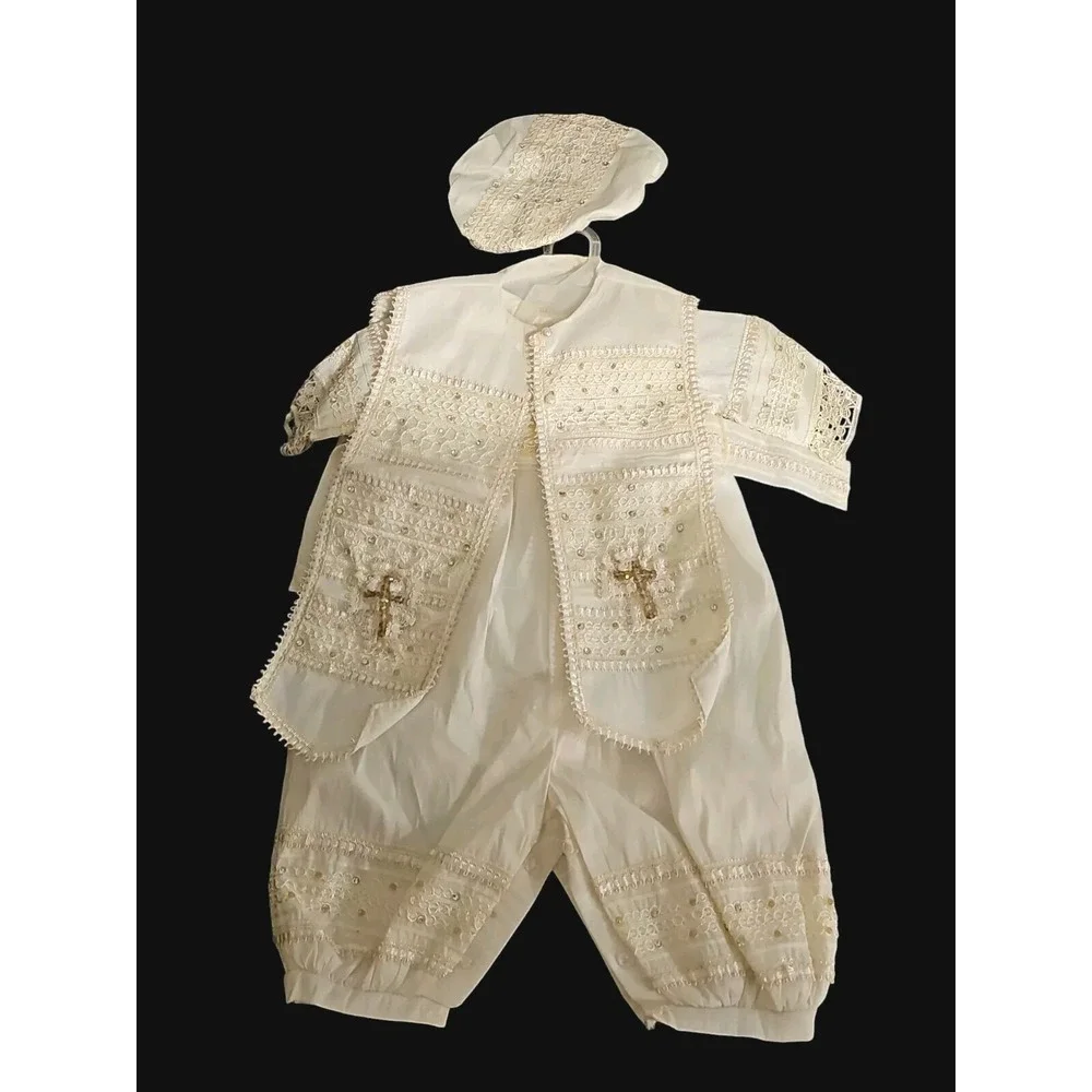 VTG Mi Luz Ceremoniales Christening Romper & Vest Set for Baby‎ Boys (6-18M)